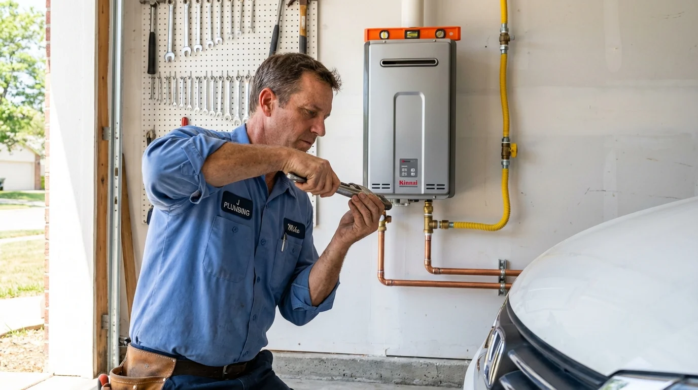 Tankless water heater installation by a Johns Plumbing LLC plumber in Coventry